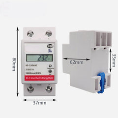 WiFi Smart Switch Power Energy Meter Consumption kWh Voltmeter 90-250V Din Rail Remote Control Switch Works With Alexa Google Home