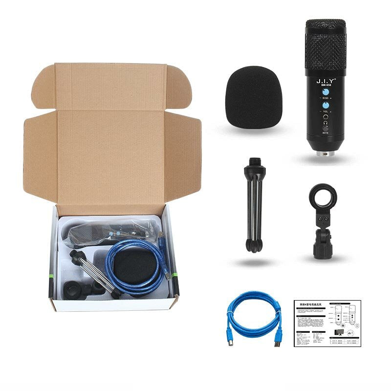 USB Condenser Microphone Hi-Fi Noise Reduction Reverberation Volume Adjustable Recording Studio Wired for Computer Broadcasting YouTube Gaming Meeting