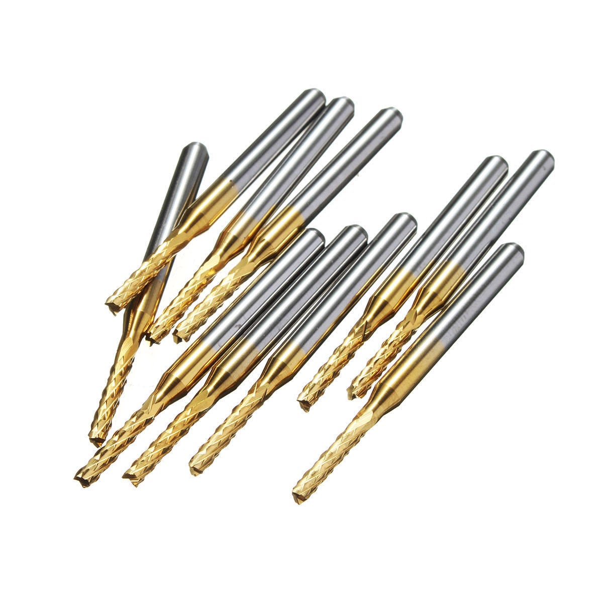 10pcs 1.8mm Titanium Coated Engraving Milling Cutter Carbide End Mill