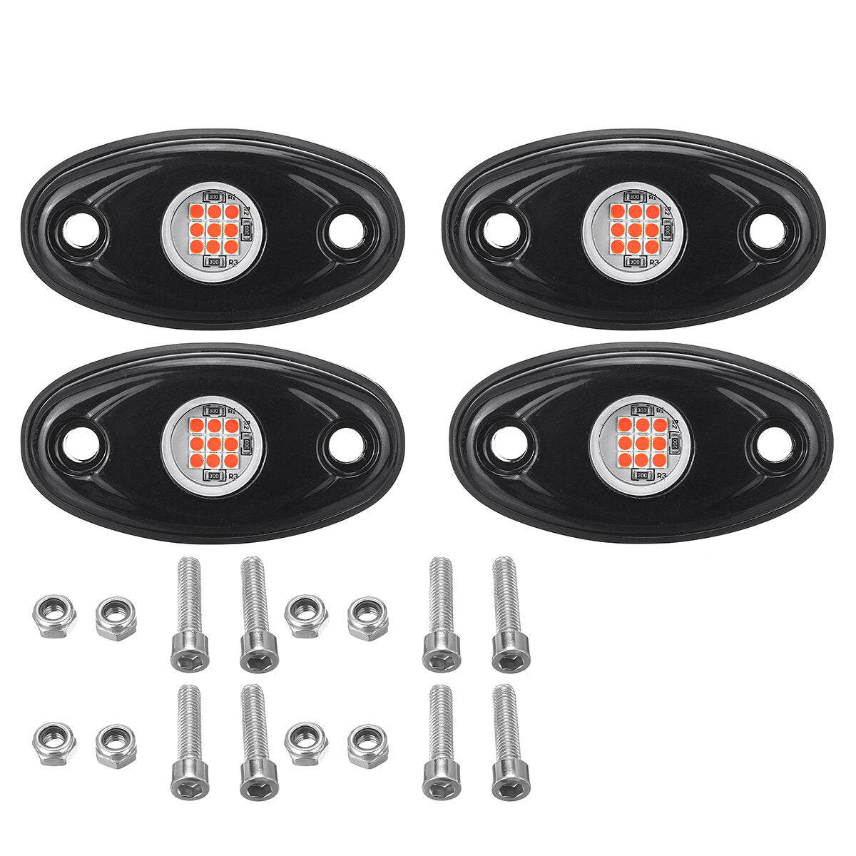 4pcs LED Rock Light Underbody Atmosphere Deck Lamp Wireless Underbody Aluminum Alloy For Offroad Truck UTV Marrine