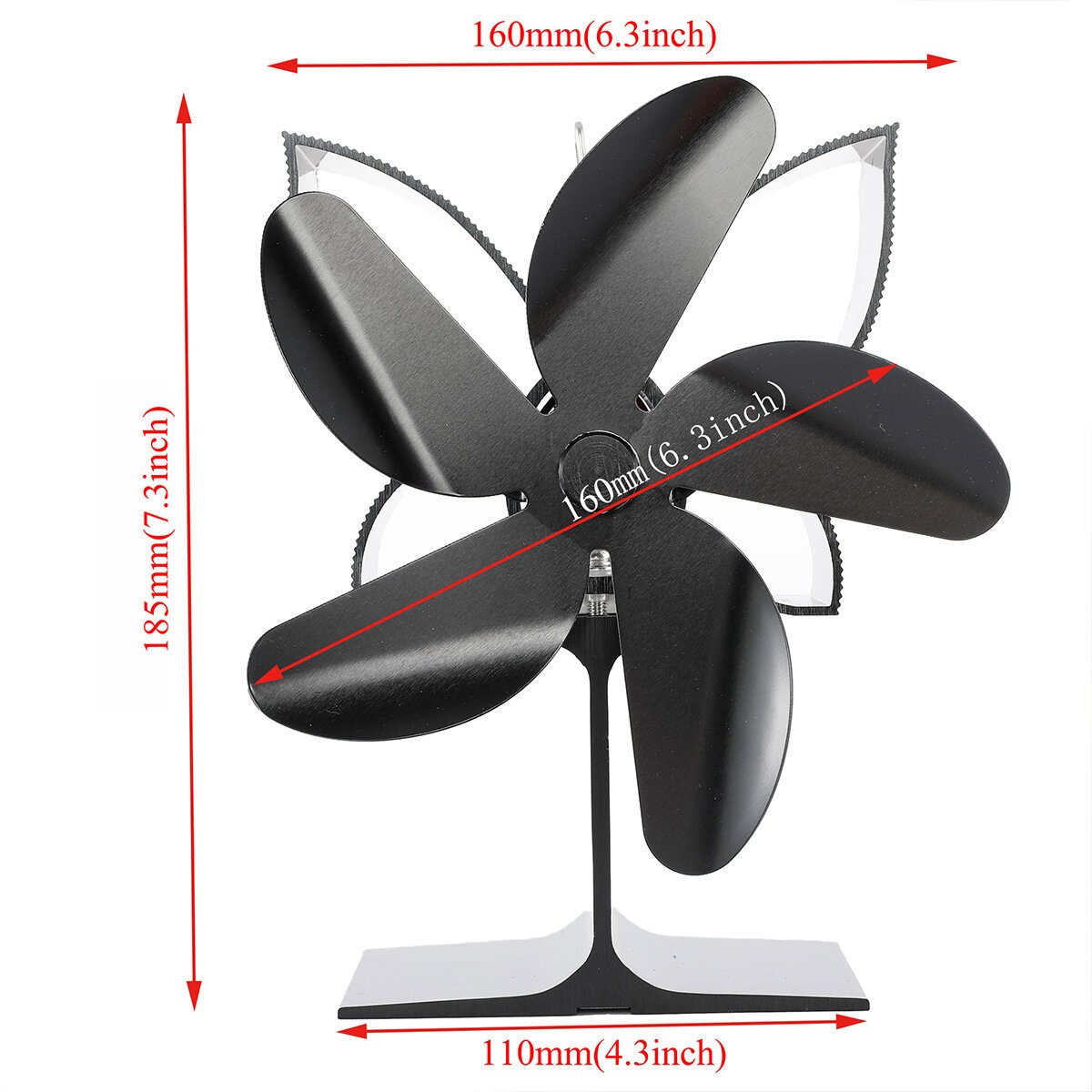 5 Blades Fireplace Fan Stove Fan Heated Fan Heat Powered Eco Fan Low Noise