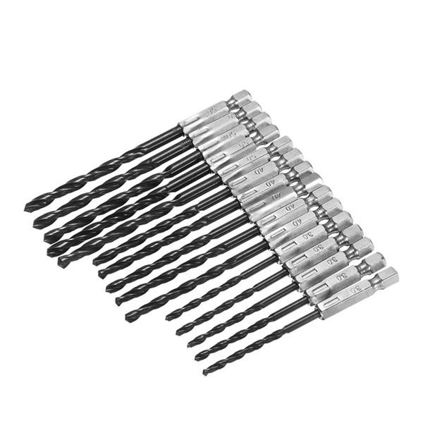 15pcs 3-5mm HSS Twist Drill Bit Set 1/4 Inch Hex Shank High Speed Steel Drill Bits