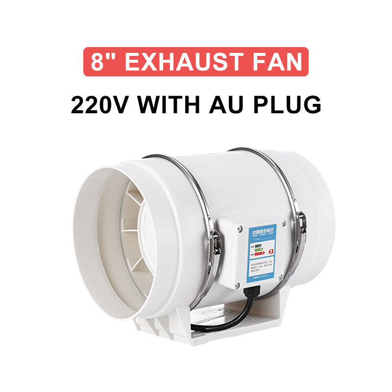 8Inch 130W Silent Fan Extractor Duct Hydroponic Inline Exhaust Industrial Vent