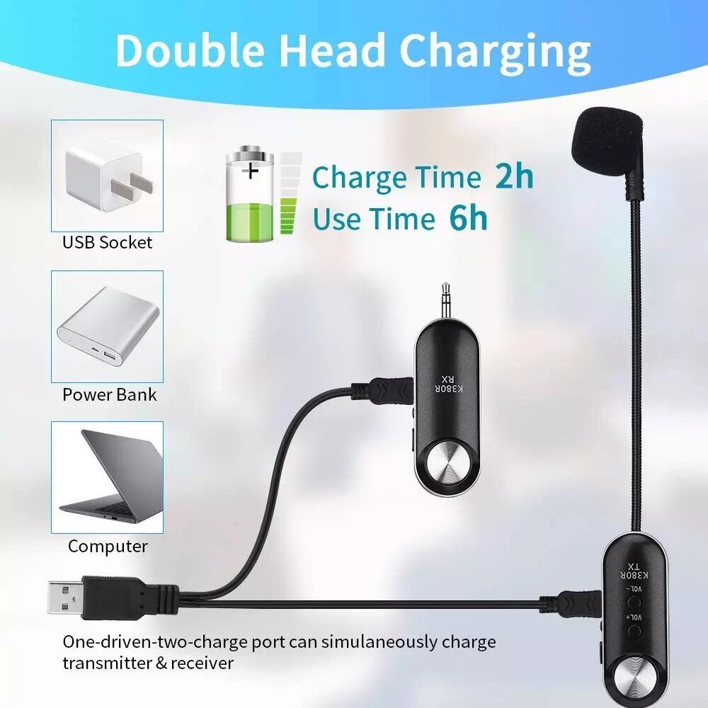 Wireless Microphone Headset 50M UHF Mic System for Voice Amplifier Stage Speakers Teacher Tour Guides