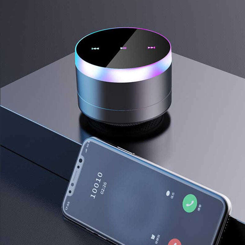 Bluetooth 5.0 Speaker Colorful Lights Touch Control Handsfree Mini Subwoofer Portable Speakers Support FM AUX