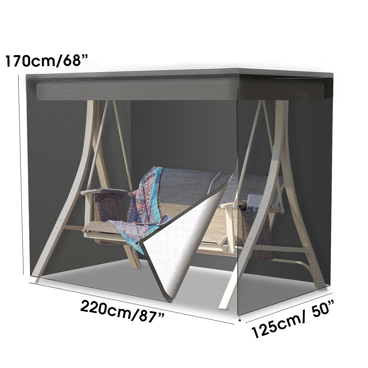420D 3 Seater Swing Seat Chair Hammock Cover Outdoor Furniture Waterproof Cover Garden Yard Sofa Chair Cover Folding Dust Rain Protector