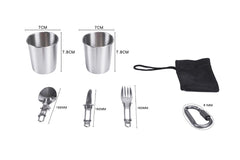 2-3 Person Camping Cookware Set Portable Outdoor Tableware Kit Campfire Kettle Pot Folding Fork Spoon Knife Set For Camping Hiking Picnic Travel