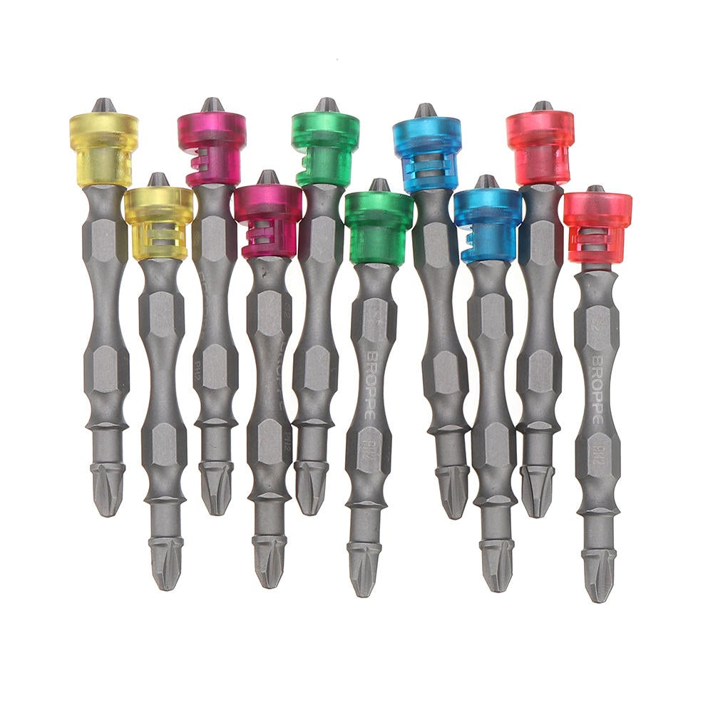 10pcs Double Head 65mm S2 Alloy PH2 Phillips Magnetic Screwdriver Bit Set 1/4 Inch Hex Shank