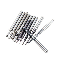 10PC 3.175mm Shank Solid Carbide Engraving Bit Ball Nose with Single Flute Spiral and Flat Bottom CNC Router Bit Wood Milling Cutter