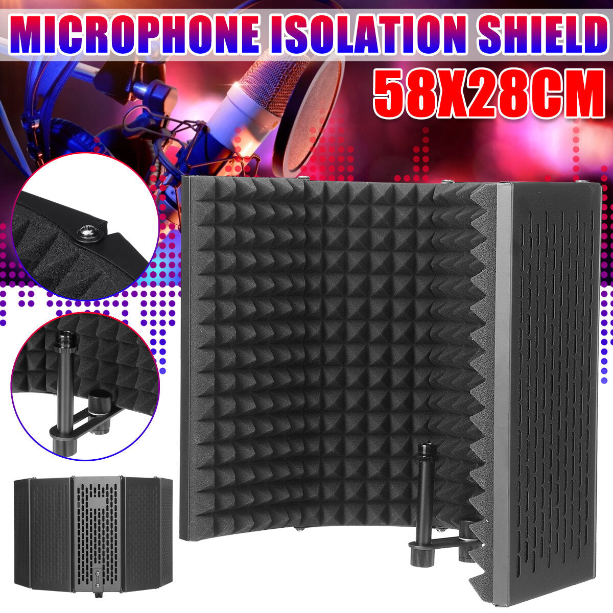 Foldable Microphone Acoustic Isolation Shield Foams Studio Panel for Recording Live Broadcast Accessories