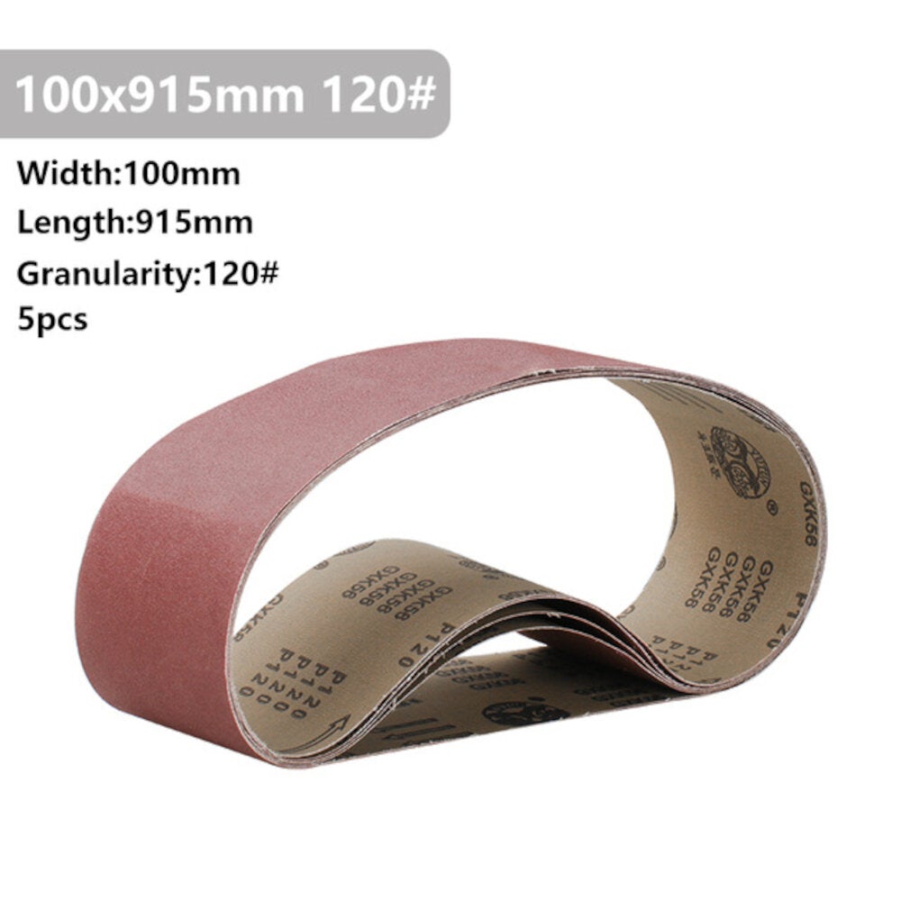 5Pcs 915x100mm 40 to 400 Grit Sanding Belt for Flush Belt Machines Polishing Grind Machine