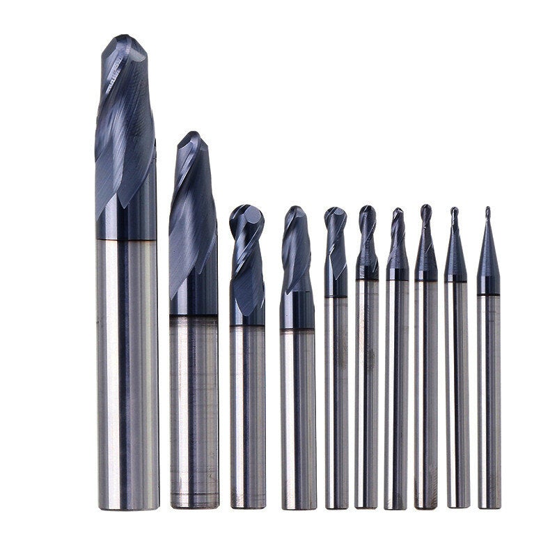 R0.5-R5mm Ball Nose Tungsten Carbide End Mill Cutter HRC55 TiAlN Coating CNC Tool