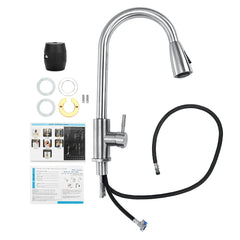 Pull Silver Ramen Basin Tap Pull-Type Stainless Steel Hot And Cold Water With Two Tube