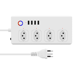 Smart Power Strip Brazil Plug Smart Power Bar Multiple Outlet Extension Cord with 4 * USB/4 * AC Plugs Compatible with Alexa Google Home
