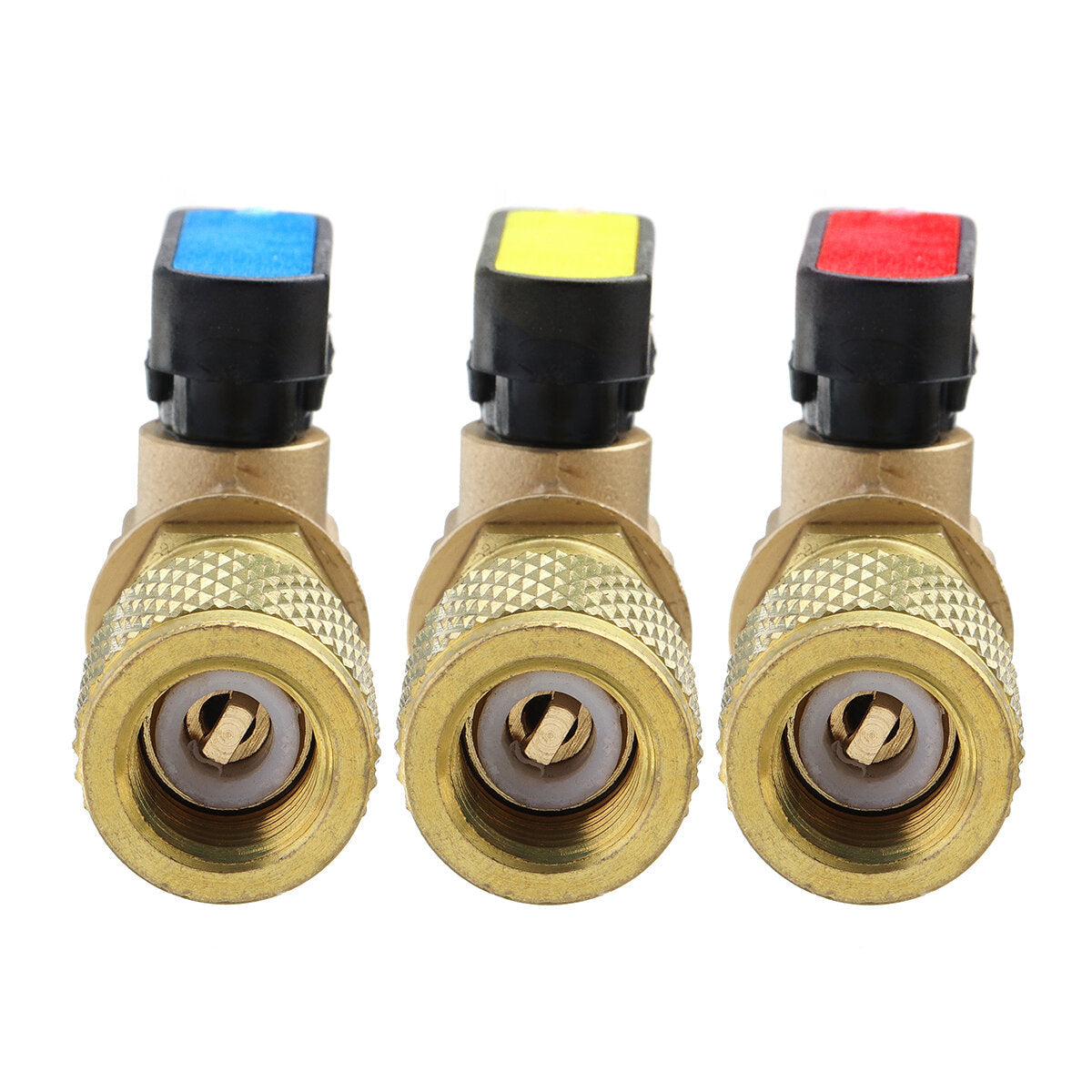 3pcs/set 3 Colors R410A Refrigerant Brass Straight Ball Valves AC Charging Hoses