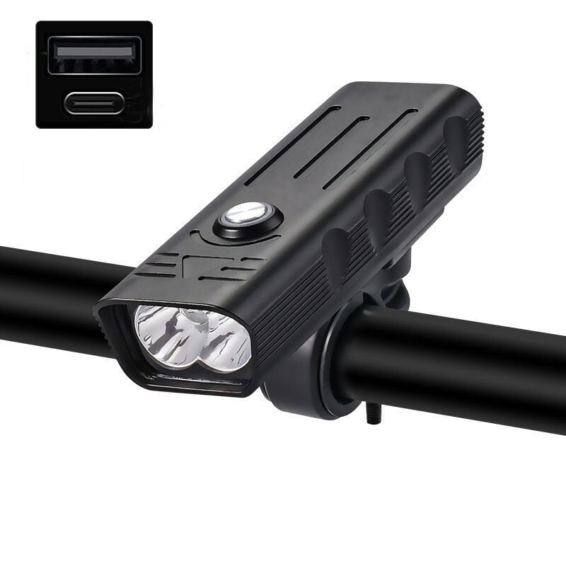 Bike Headlight USB Rechargeable MTB Bicycle LED Front Lamp 4 Modes Waterproof Flashlight Power Bank