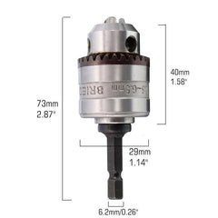 Electric Drill Chuck Capacity 0.6-6mm Thread 3/8-24UNF 1/4"Hex Shank Power Tools