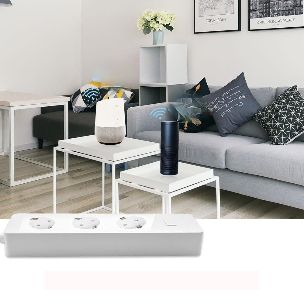 Smart WIFI Power Strip EU Standard with 3 Plug and 2 USB Port Compatible Amazon Alexa Google