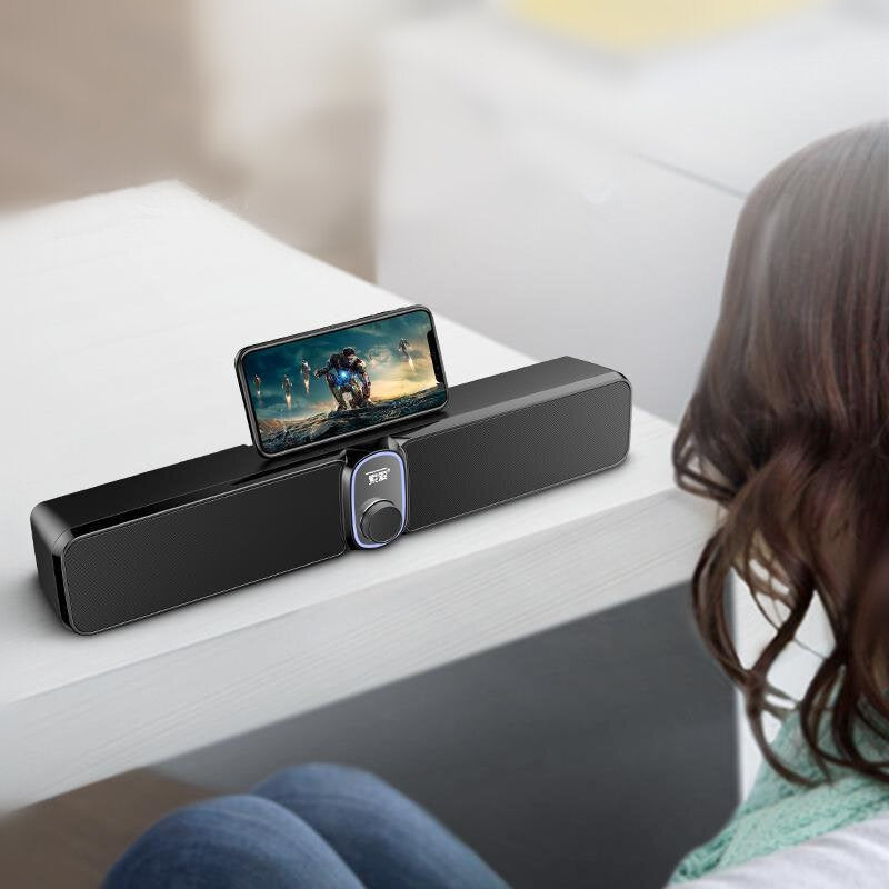 Bluetooth Soundbar Subwoofer Stereo Hi-Fi Bass Loud Speakers with Phone Holder Music Play Center Soundbar