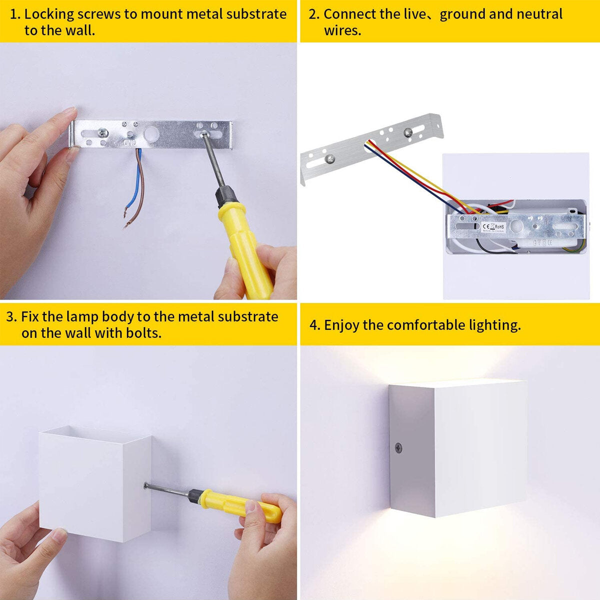 2Pcs Warm Light LED Wall Lamp Indoor/Outdoor LED Waterproof Modern Wall Lights