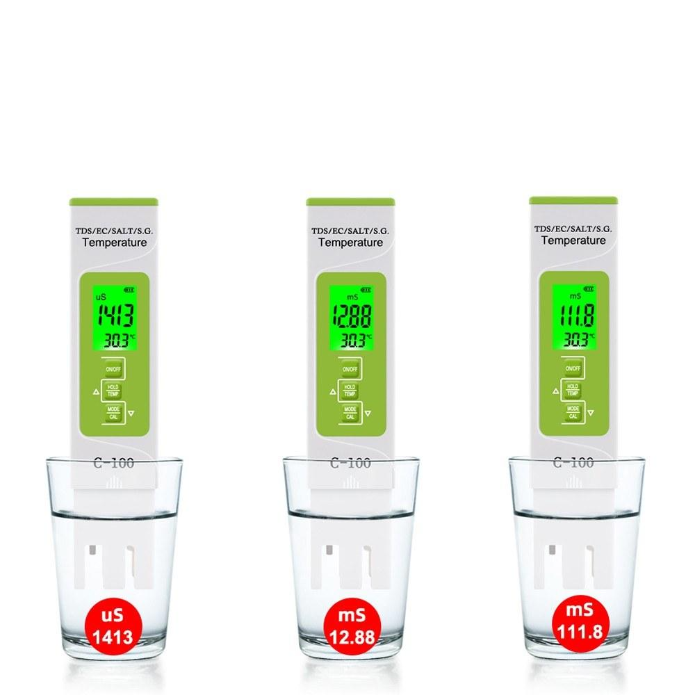 5 in 1 Temperature Meter Digital Water Quality Monitor Tester for Pools Drinking Aquariums
