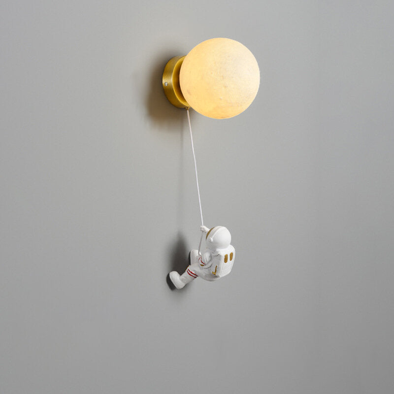 Moon Wall Lamp Modern Simple Creative Astronaut Cartoon Wall Lights 3-Level Dimming Suitable For Children's Room