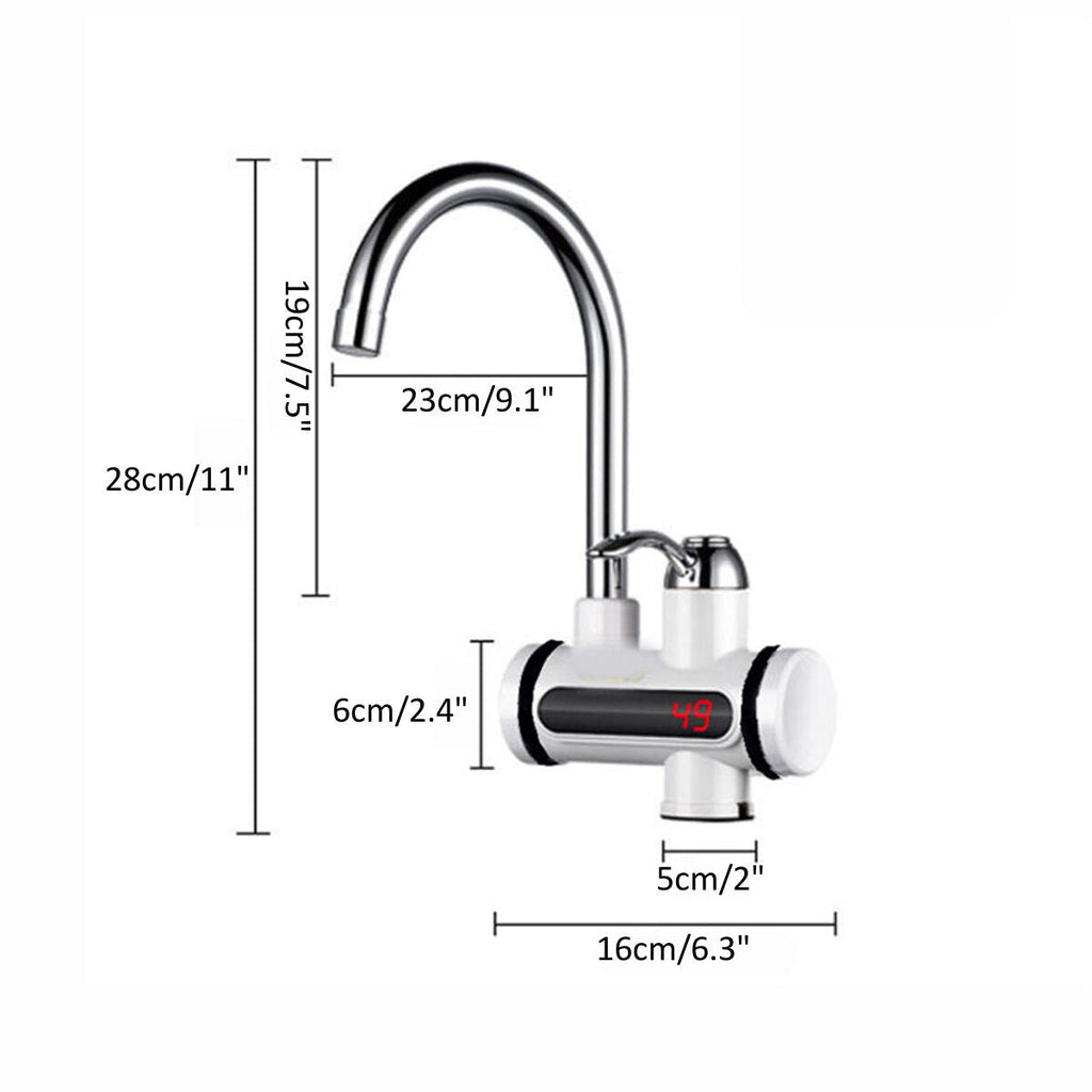 3000W 360 Electric Faucet Tap Instant Hot Water Heater Home Bathroom Kitchen EU Plug