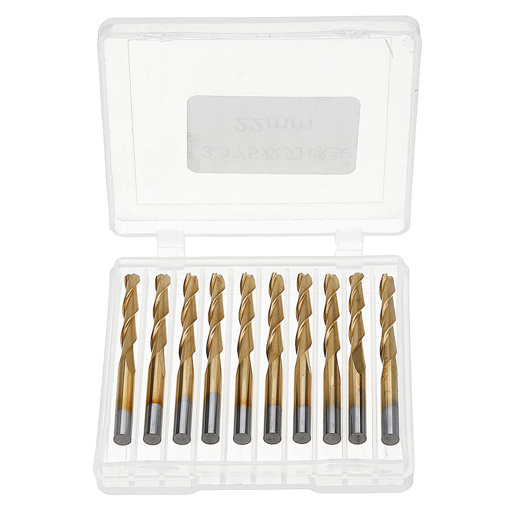 10pcs 3.175mm Shank Ball Nose End Milling Cutter Titanium Coated Two Flute 12mm/22mm CNC Tool