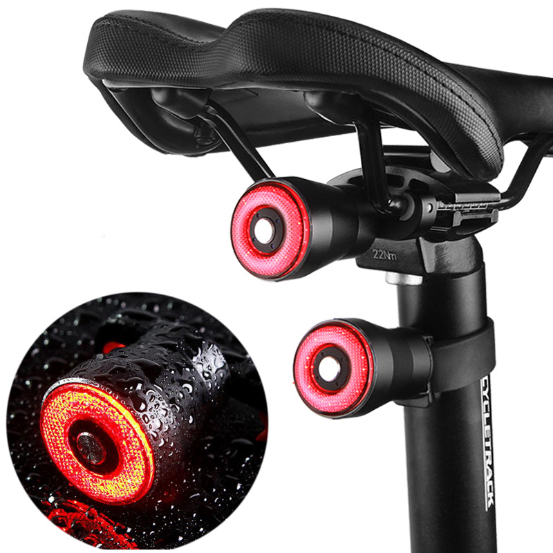 IP65 Smart Bicycle Brake Taillight, USB Rechargeable Rear Night Light