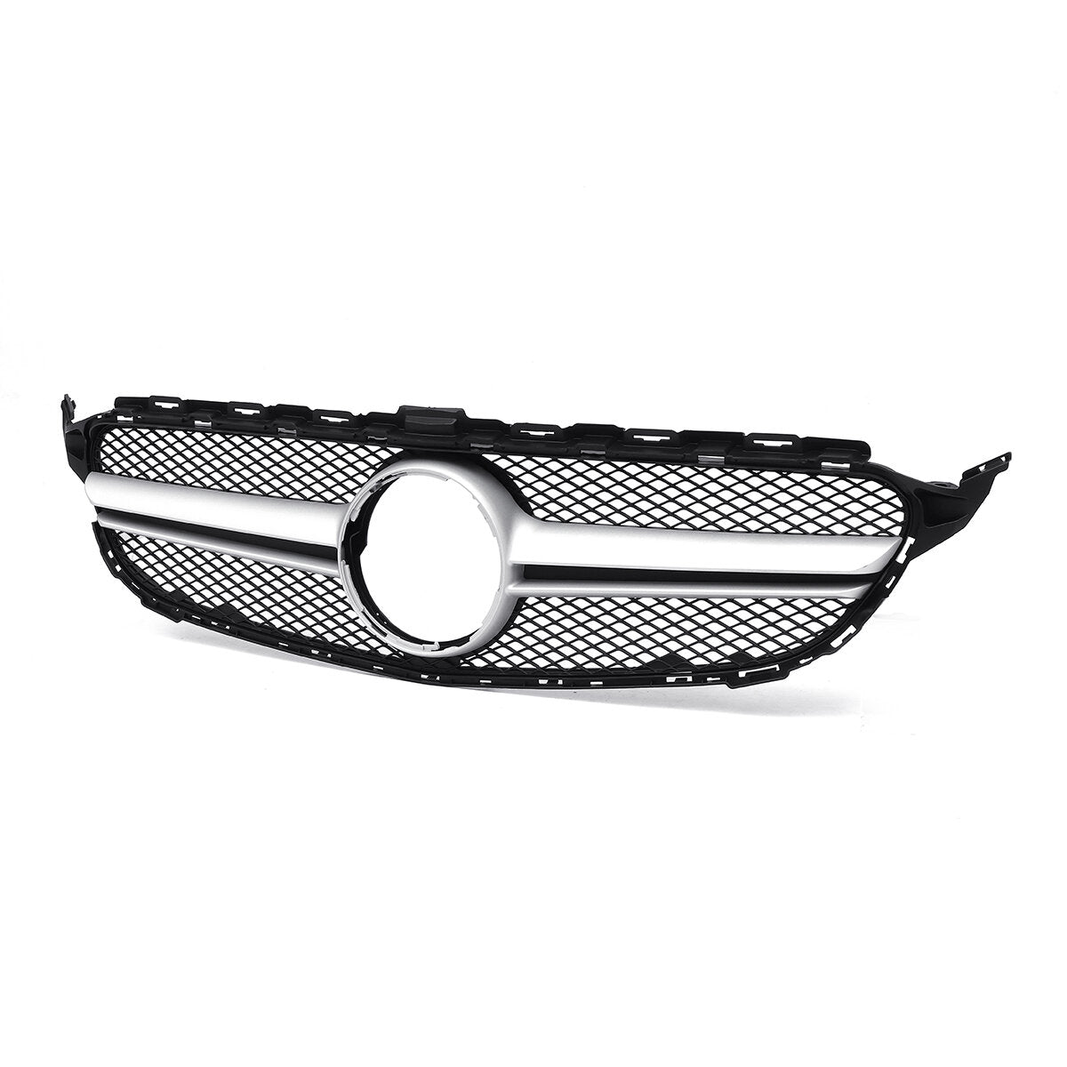 Sliver AMG Style Front Grill Mesh Grille For Mercedes Benz C Class