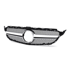 Sliver AMG Style Front Grill Mesh Grille For Mercedes Benz C Class