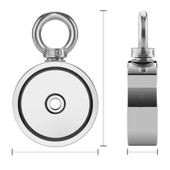 75mm Double Side Fishing Magnet with 10/20 Meters Rope and Glove 500kg Pulling Force Super Strong Neodymium Magnet with Heavy Duty Rope