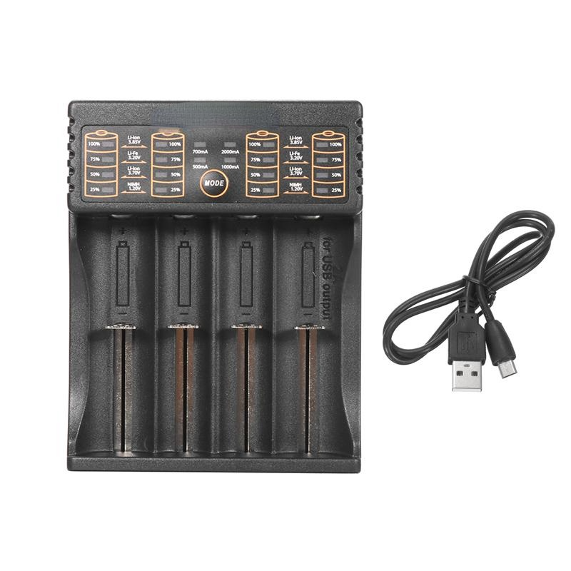 Micro USB DC 5V 4 Slots Battery Charger support 18650/26650/16340/14500