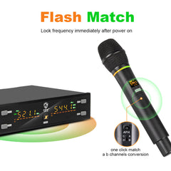 Wireless Microphone Professional Karaoke Metal Body Frequency Adjustable 80M Distance for Stage Show Party Meetin