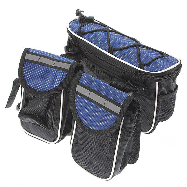 Bike Frame Front Tube Bag Double Pouch Bicycle Saddle Tube Bag Outdoor Cycling with Waterproof Cover
