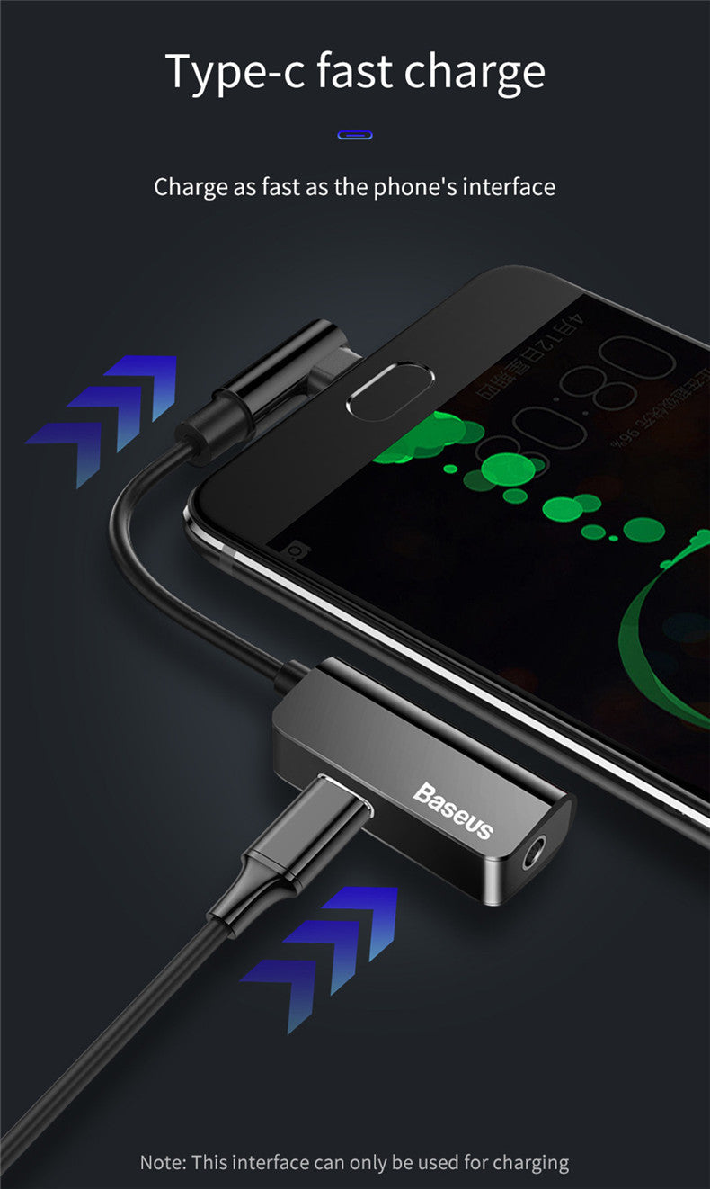 Type-c to Type-c Charging + 3.5mm Audio Music Adapter Converter for Huawei