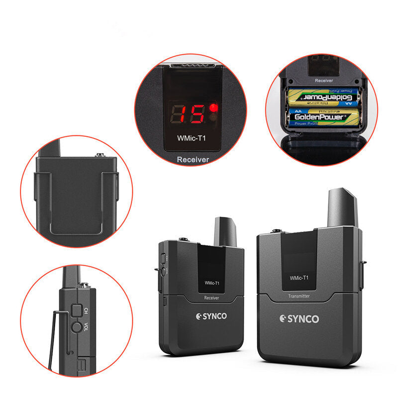 Wireless Lavalier Microphone System Lapel Video Mic 16 Channel Max 50m Transmission Range for Camera and Smartphones