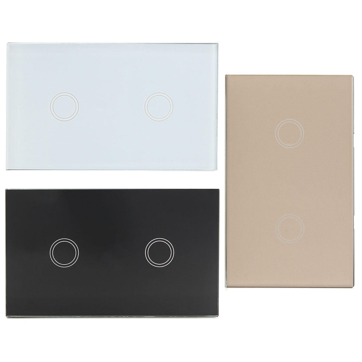 Crystal 1 Way 2 Gang Glass Remote Panel Touch LED Light Switch Controller With Remote Control