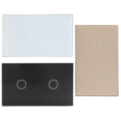 Crystal 1 Way 2 Gang Glass Remote Panel Touch LED Light Switch Controller With Remote Control