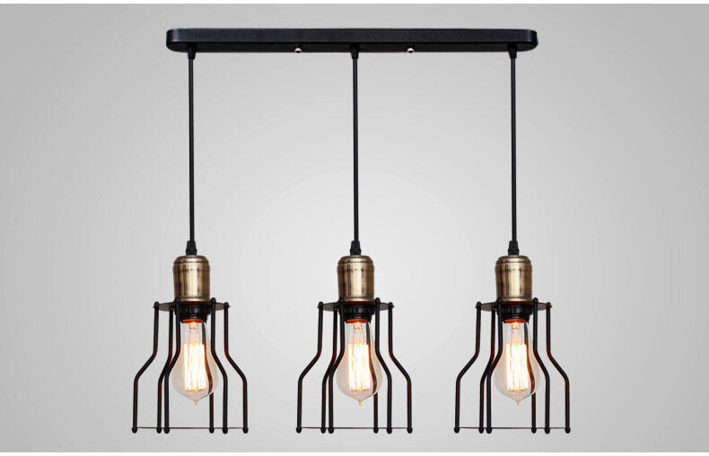 Industrial 3-Light Pendant Light, Adjustable Flush Mount Ceiling Lighting for Kitchen Island Living Room