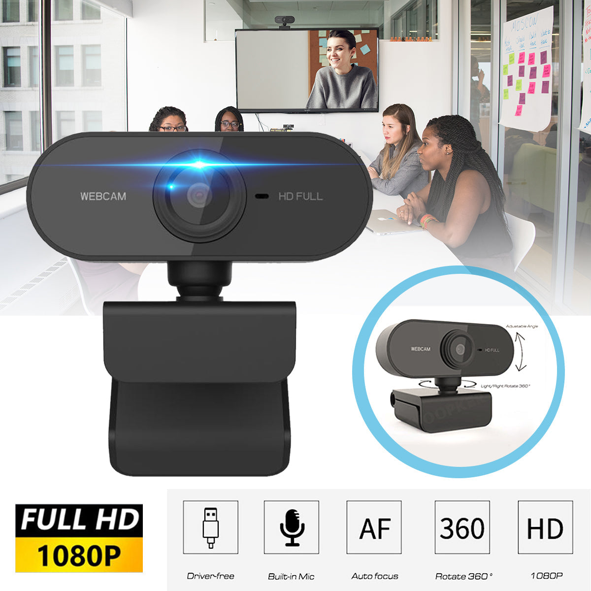 Webcam with Microphone Full HD 1080P Streaming Camera for Macbook