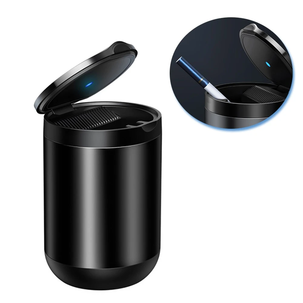Car Ashtray LED Light Portable Aluminum Cup Smokeless
