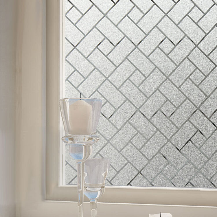 45cmX200cm Modern Stripe Pattern Glass Stickers Bathroom Balcony Sliding Door Frosted Gla