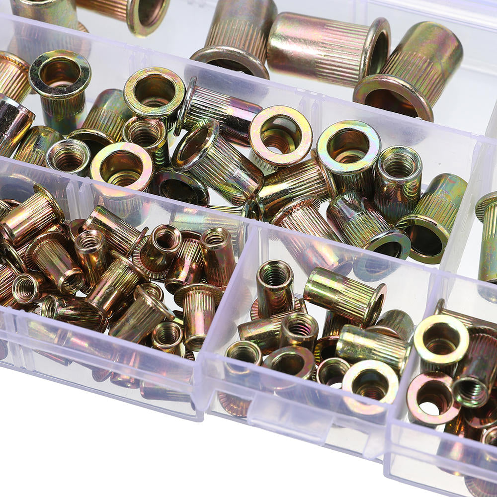 115Pcs Mixed Zinc Plated Rivet Nut Rivnuts Blindnuts Nutserts M4-M10 Nut Insert Rivet Assortment Kits