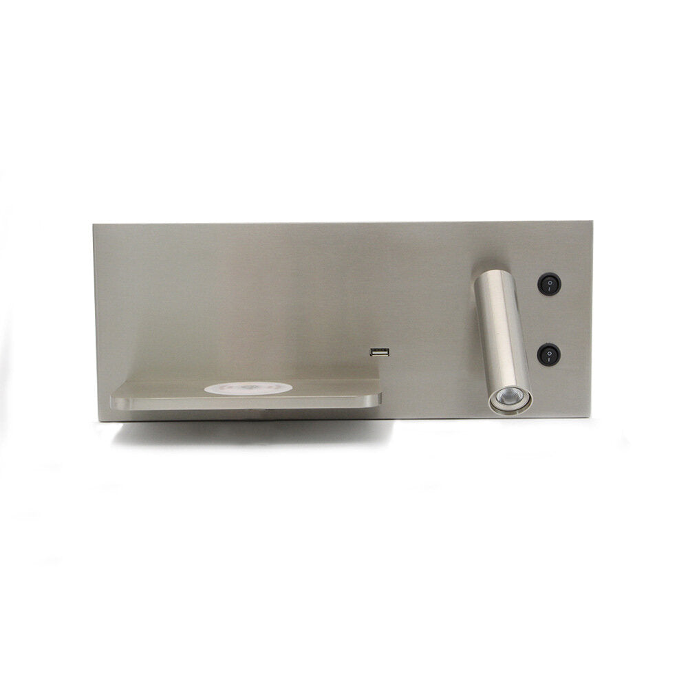 Wall Light Bedroom Lamp LED Phone Wireless Charger Shelf Bedside Headboard Read Modern Loft Room USB Luminaire Wood Bed