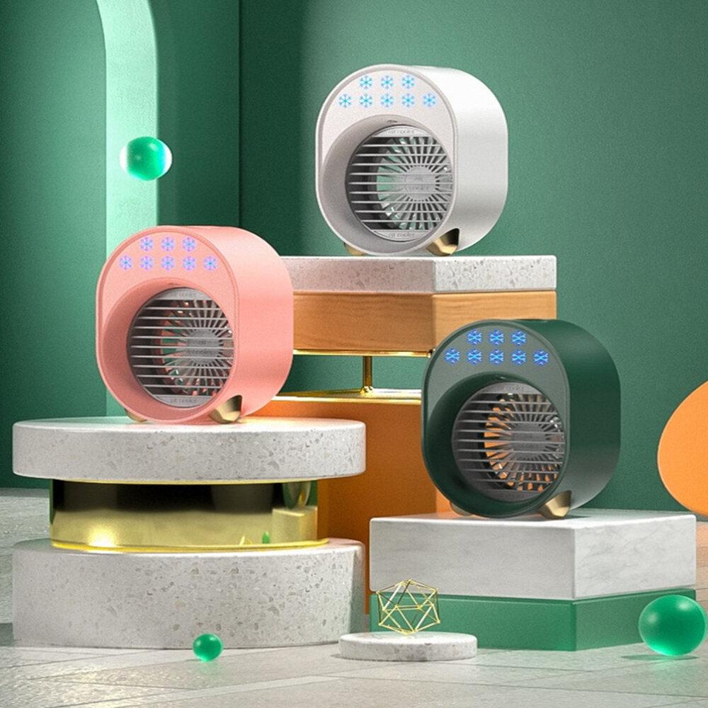 Mini Air Conditioner Portable USB Fan Air Cooler Humidifier 3 Speed Adjustable 6 Color Light Conditioning Purifier