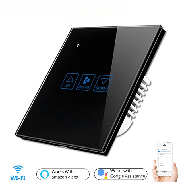 Fan Speed Control Touch Switch Smart Deluxe Crystal Panel Switch App Remote Control 90V 250V EU Wireless Switch