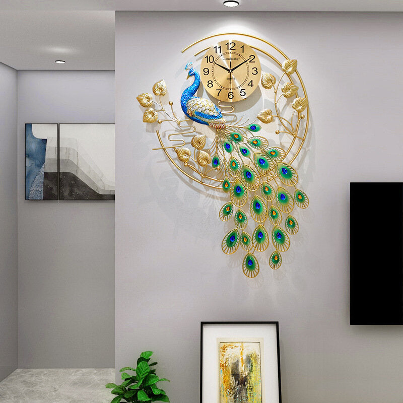 Without Battery Peacock Clock Wall Clock Wall Watch Living Room Home Creative Fashion Mute Modern Decoration Personality Clock
