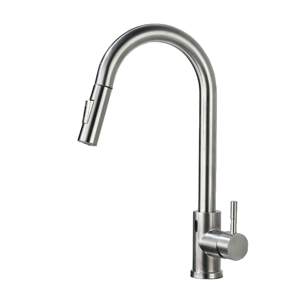 Touch Sensor Kitchen Sink Pull Out Faucet Stainless Steel With Down Sprayer Rotary Household Bathroom Hot And Cold Mixer Tap Inlet Pipe