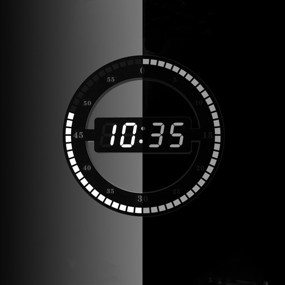 US/EU Plug 12 Inch LED Ring Wall Clock Automatic Photosensitive Digital Electronic Clock Office Bedroom Plastic Clock